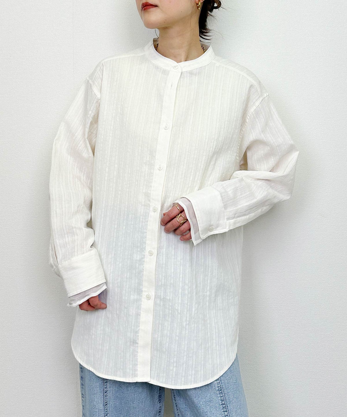 model：H164　着用サイズ：M　オフホワイト