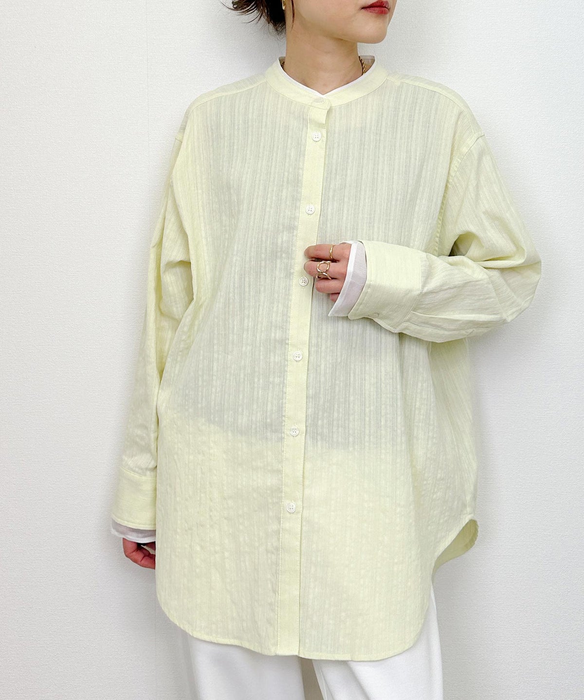 model：H164　着用サイズ：M　レモンイエロー