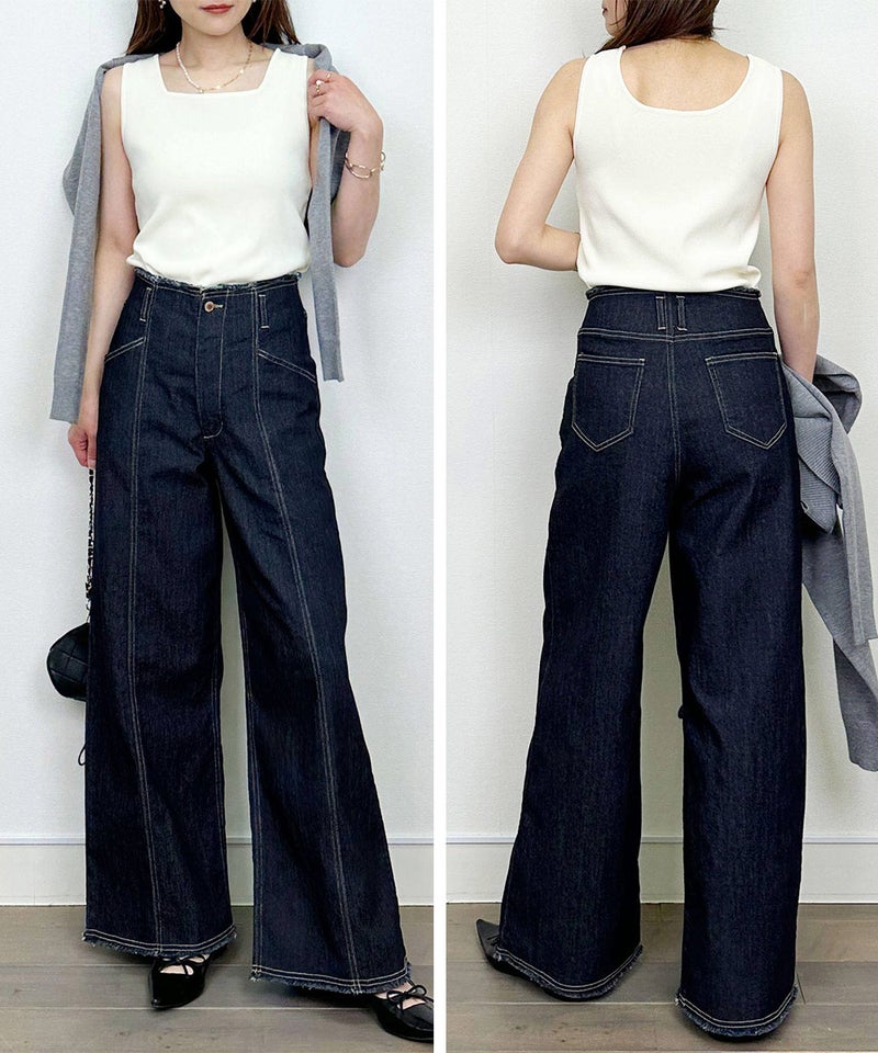 model：H164　着用サイズ：M　オフホワイト　スクエアネック前