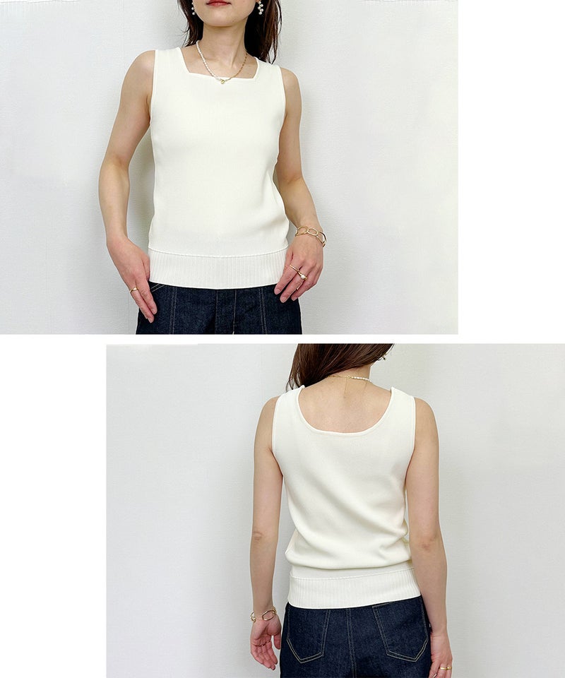 model：H164　着用サイズ：M　オフホワイト　スクエアネック前