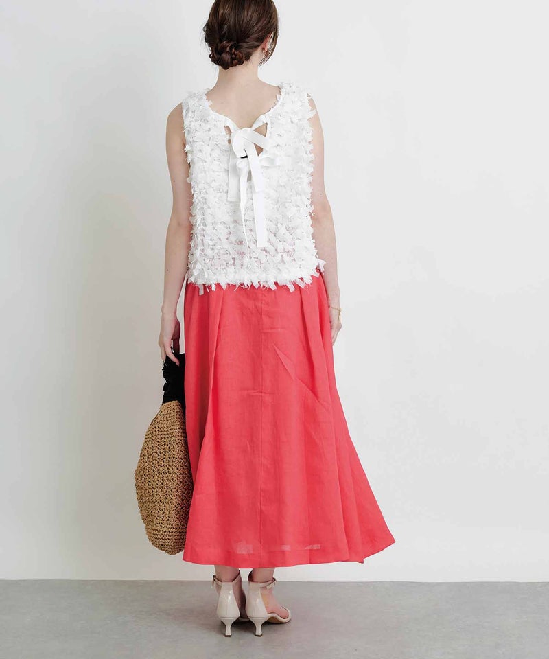 model：H160　着用サイズ：M　オフホワイト　リボン後ろ