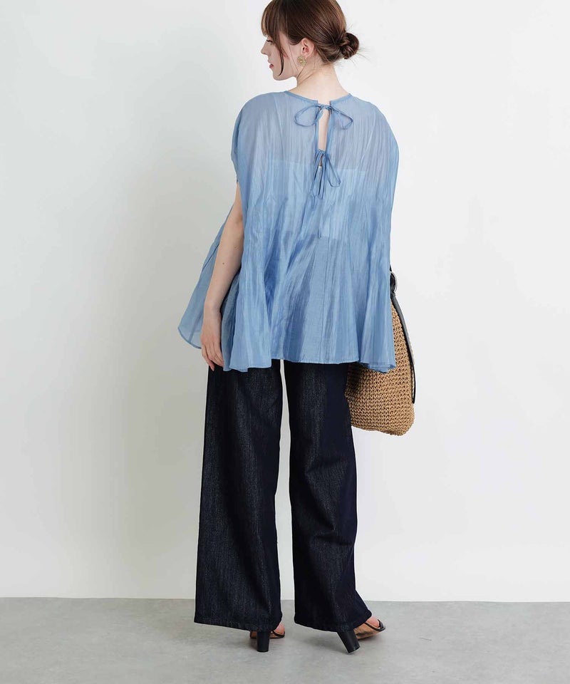 model：H160　着用サイズ：M　サックスブルー