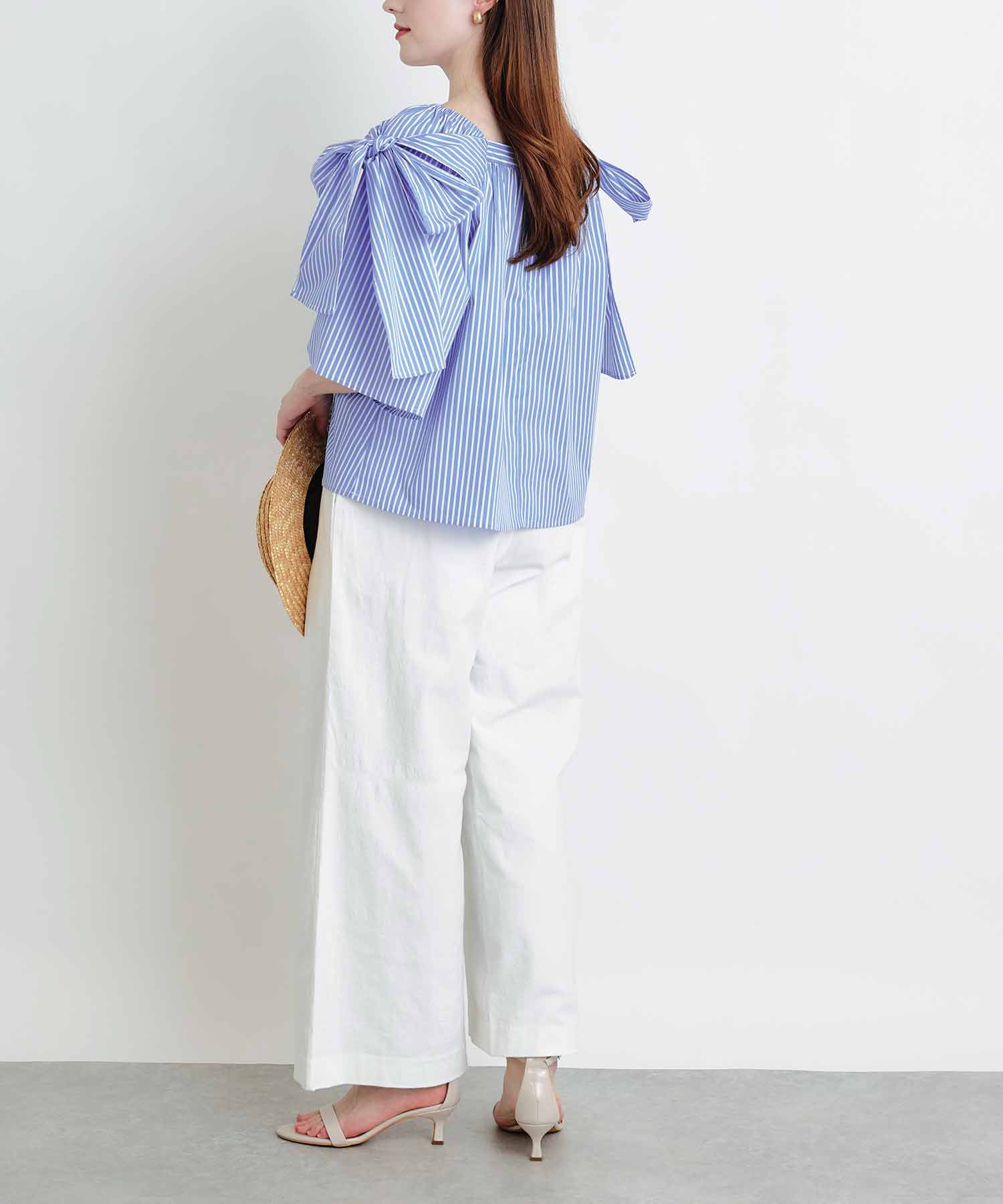 PEACE NOW サイドリボン ストライプブラウス Mサイズ natural couture ブラウス シャツ サイドリボンストライプシャツ