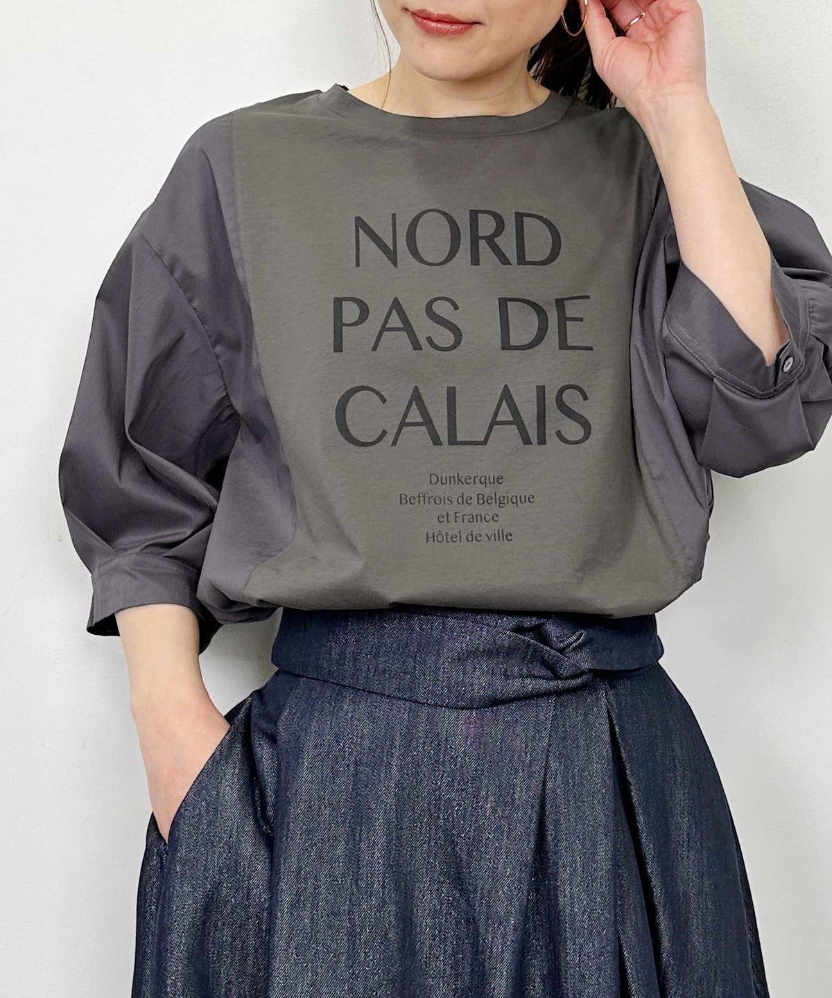 model：H164　着用サイズ：M　チャコールグレー