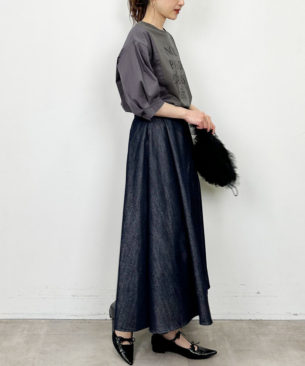 model：H164　着用サイズ：M　チャコールグレー