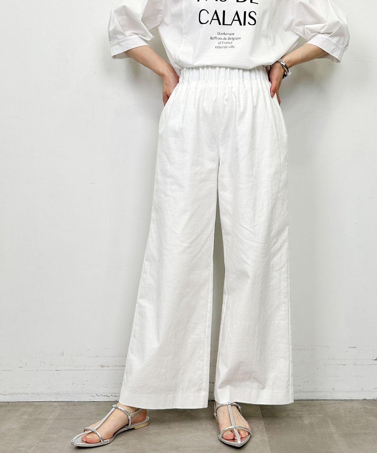 model：H164　着用サイズ：M　オフホワイト