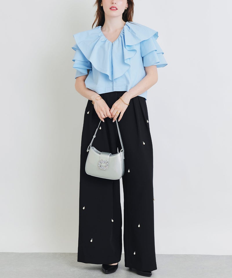 model：H160　着用サイズ：M　サックスブルー