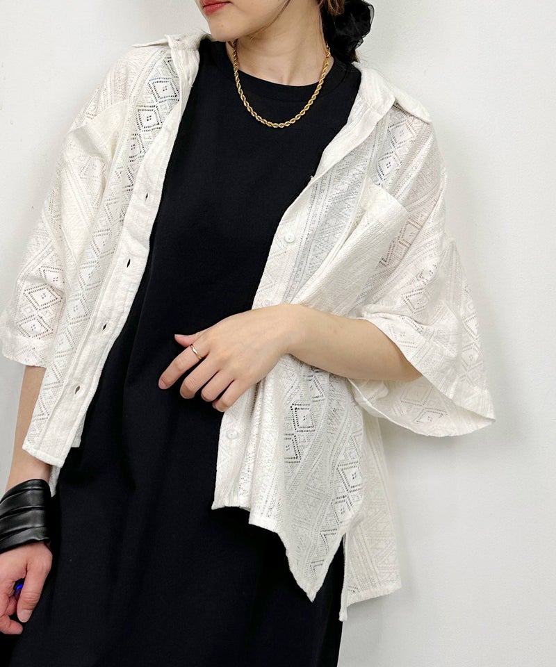 model：H164　着用サイズ：M　オフホワイト