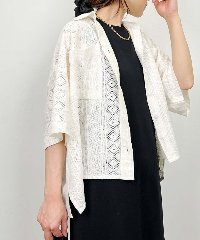 model：H164　着用サイズ：M　オフホワイト