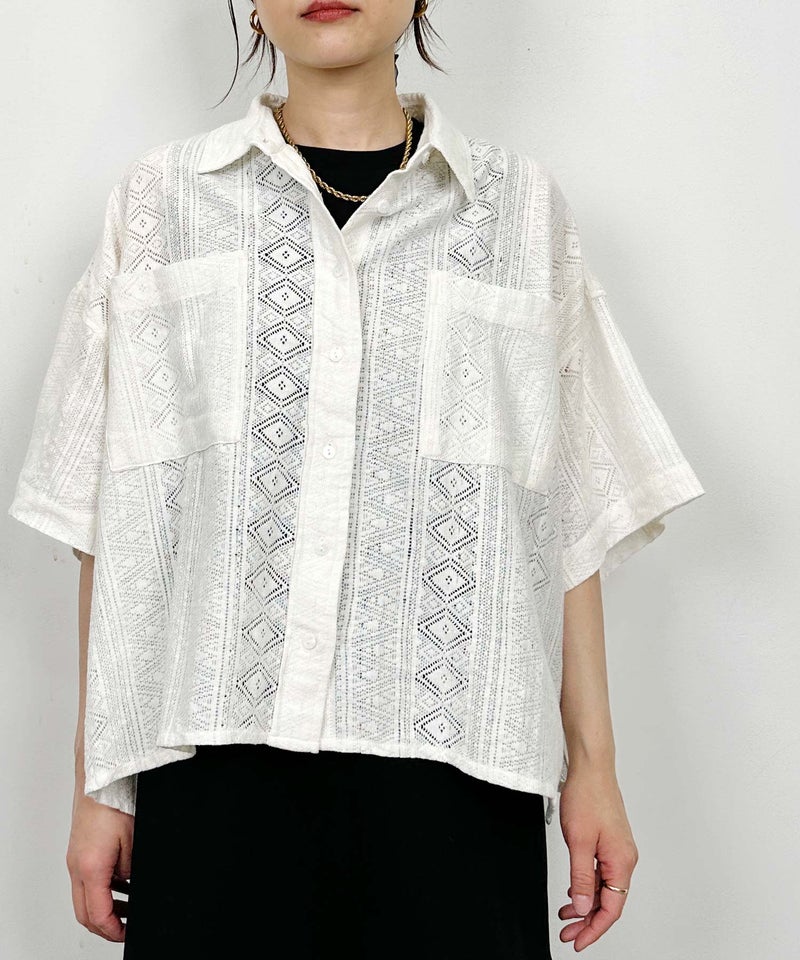 model：H164　着用サイズ：M　オフホワイト