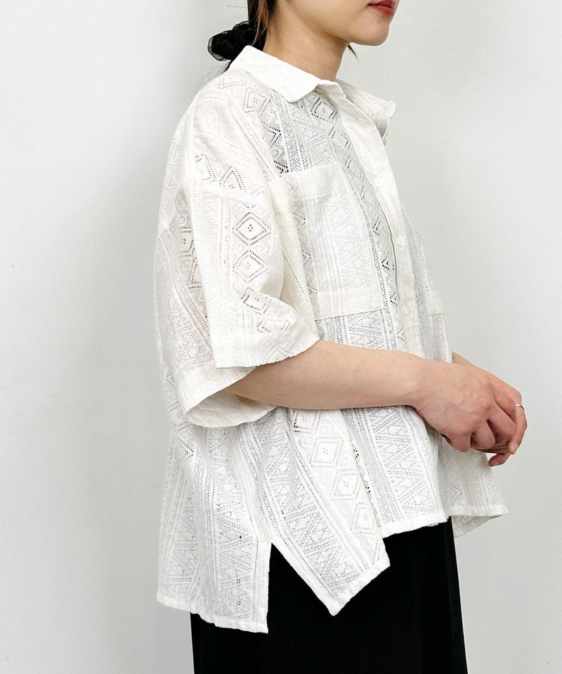 model：H164　着用サイズ：M　オフホワイト