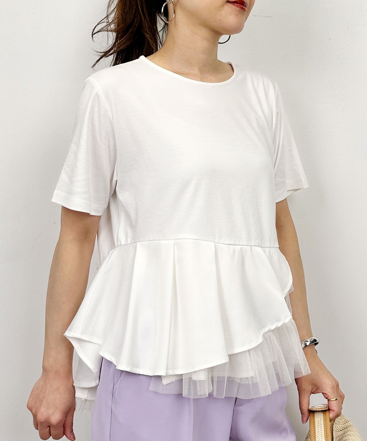 model：H164　着用サイズ：M　オフホワイト