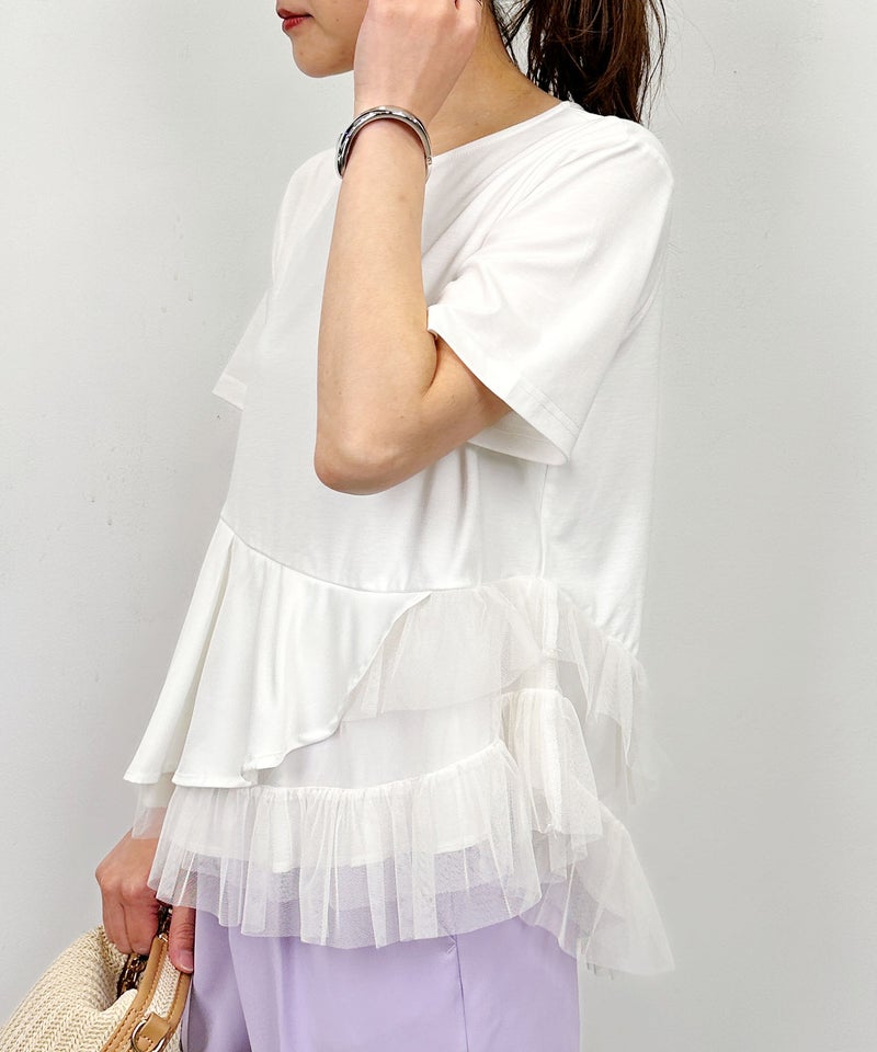 model：H164　着用サイズ：M　オフホワイト