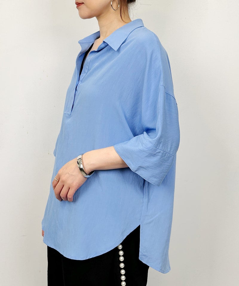 model：H164　着用サイズ：M　サックスブルー