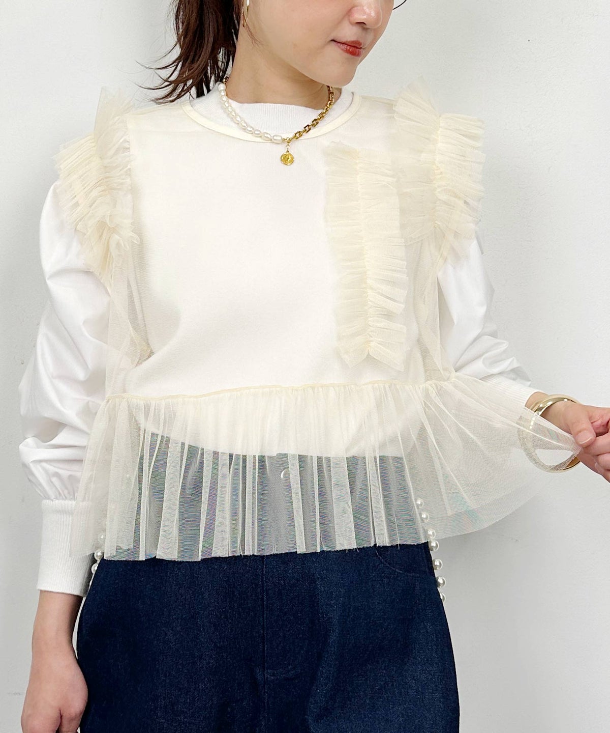 model：H164　着用サイズ：M　アイボリー