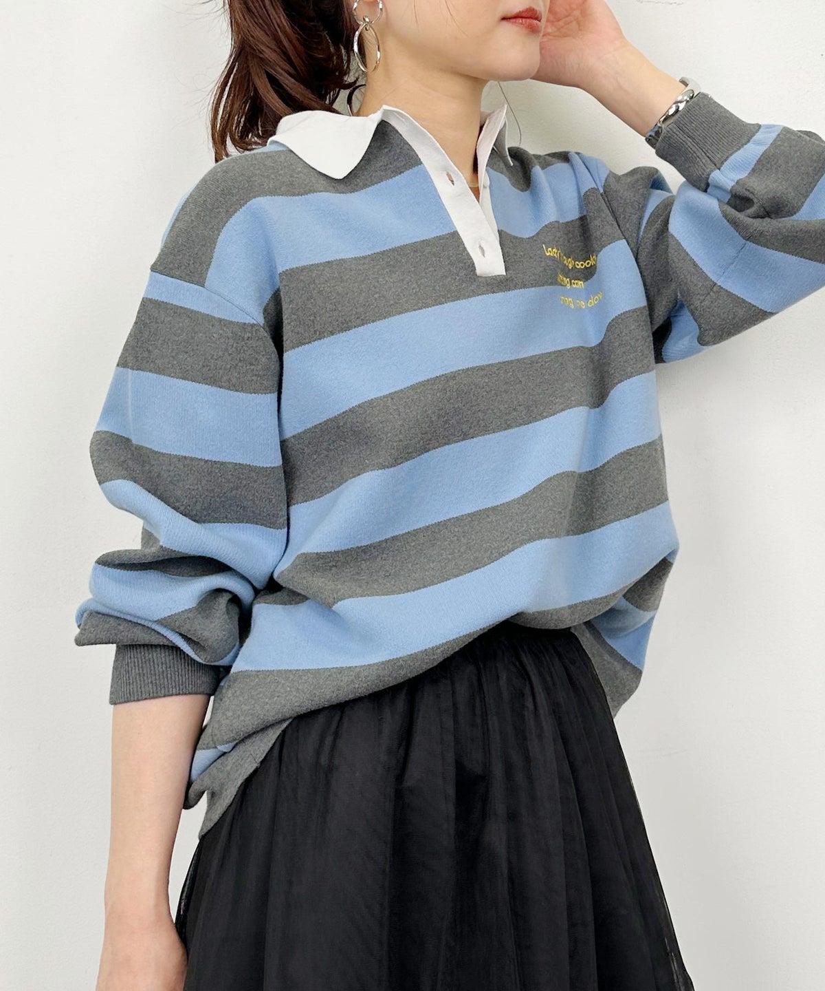 model：H164　着用サイズ：M　ブルー