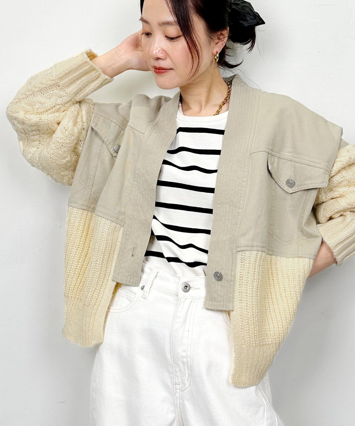 model：H164　着用サイズ：M　ベージュ
