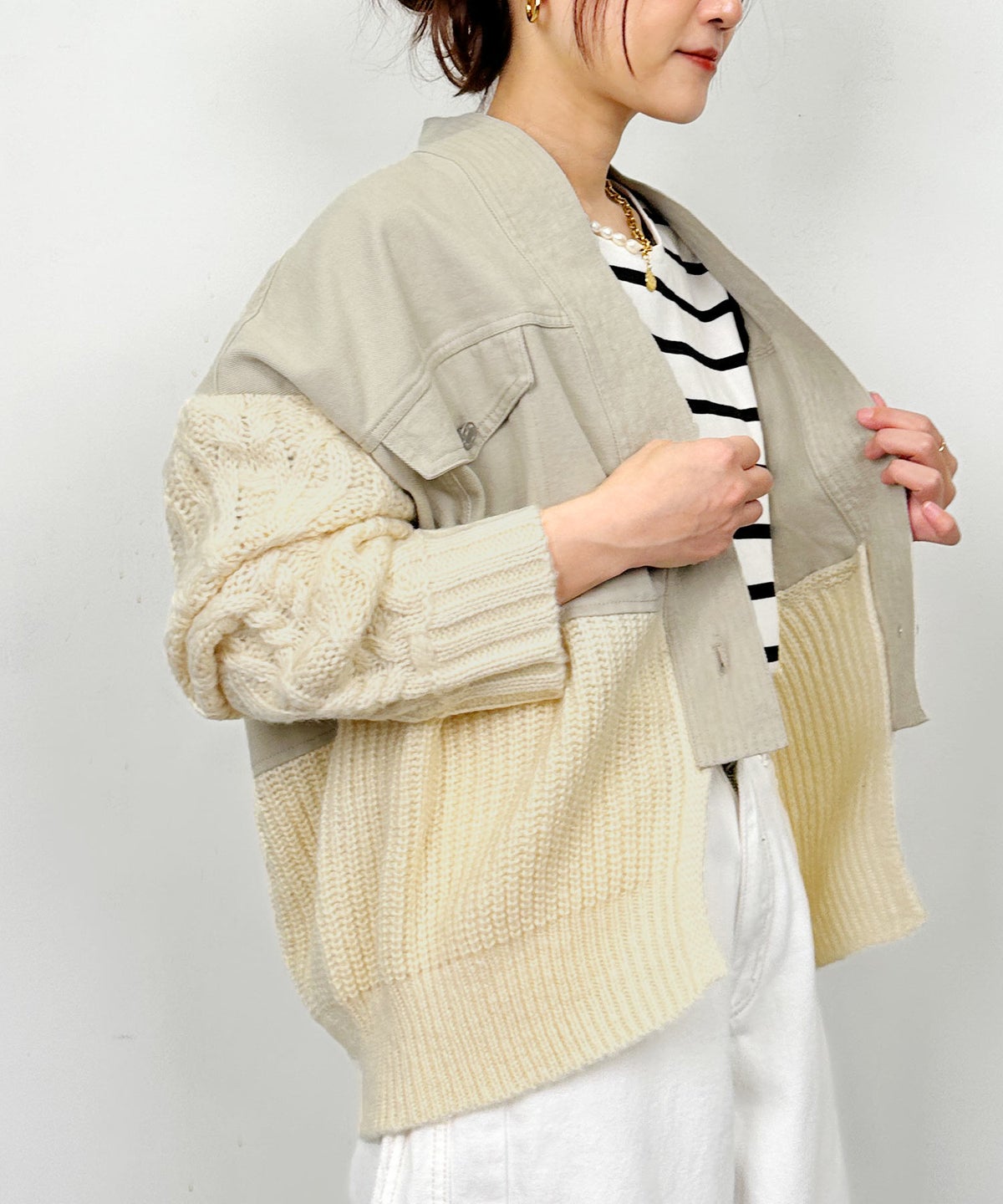 model：H164　着用サイズ：M　ベージュ