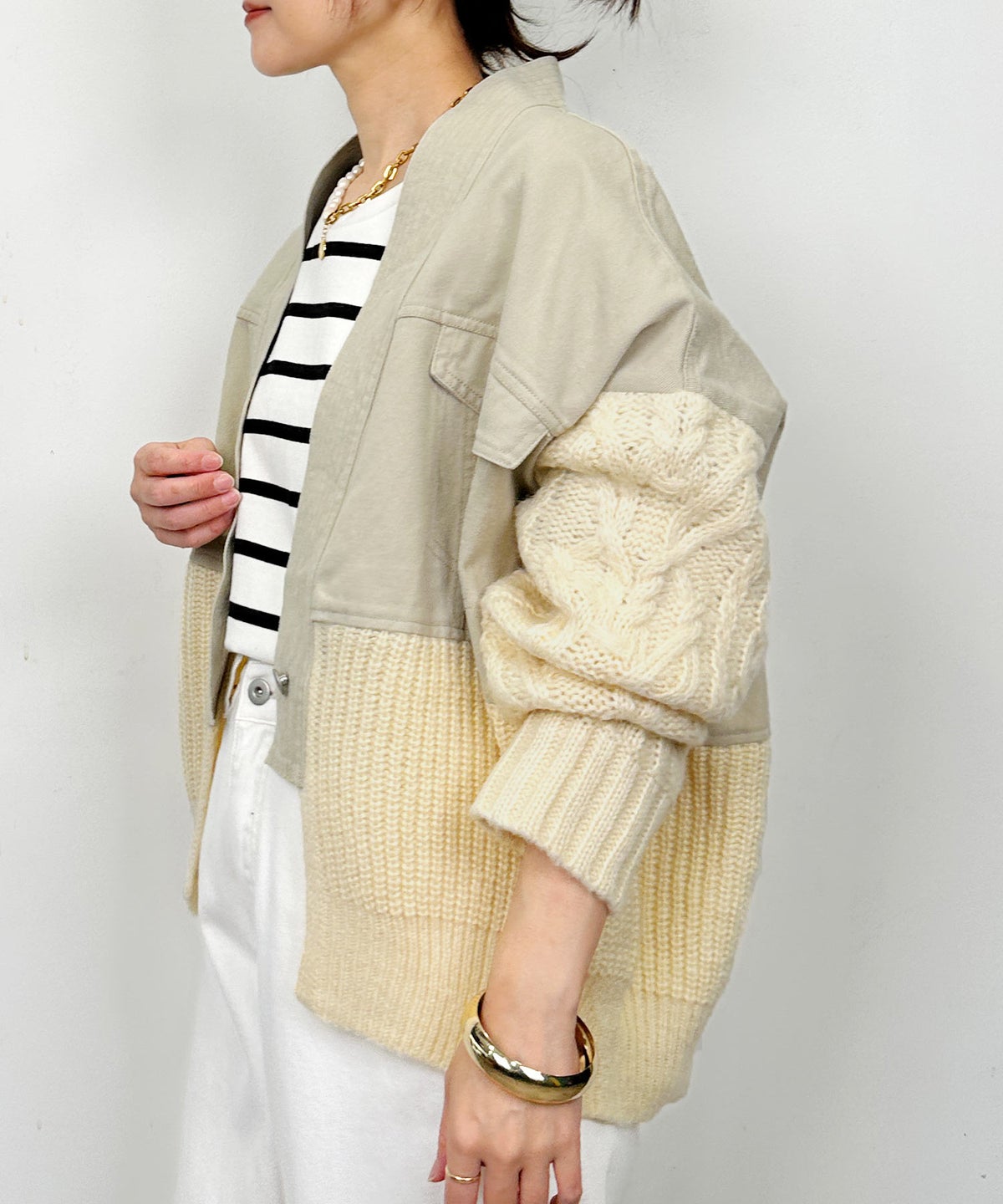 model：H164　着用サイズ：M　ベージュ