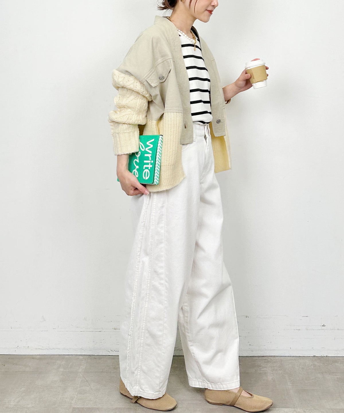 model：H164　着用サイズ：M　ベージュ