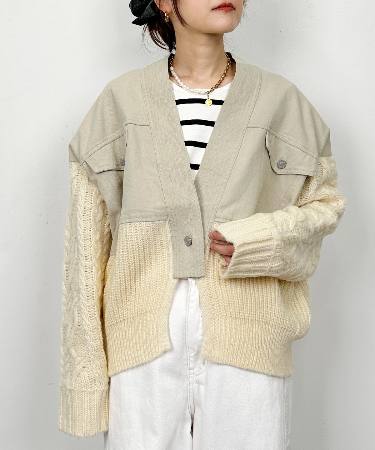 model：H164　着用サイズ：M　ベージュ