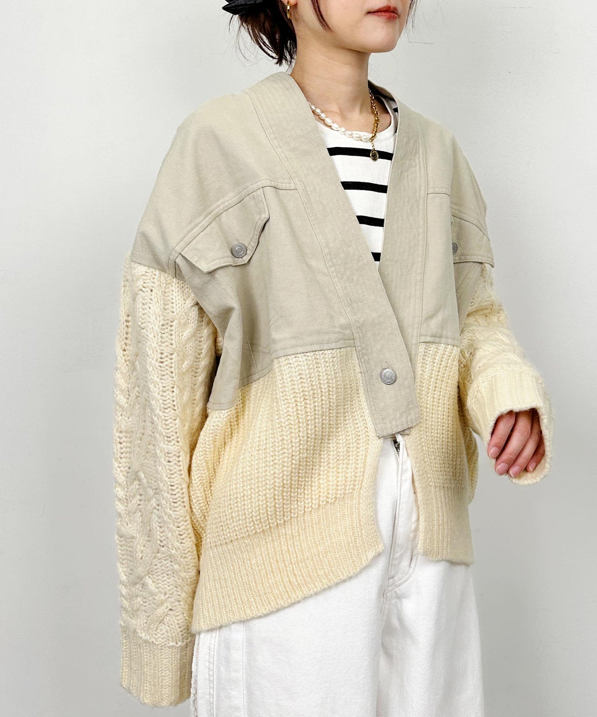 model：H164　着用サイズ：M　ベージュ