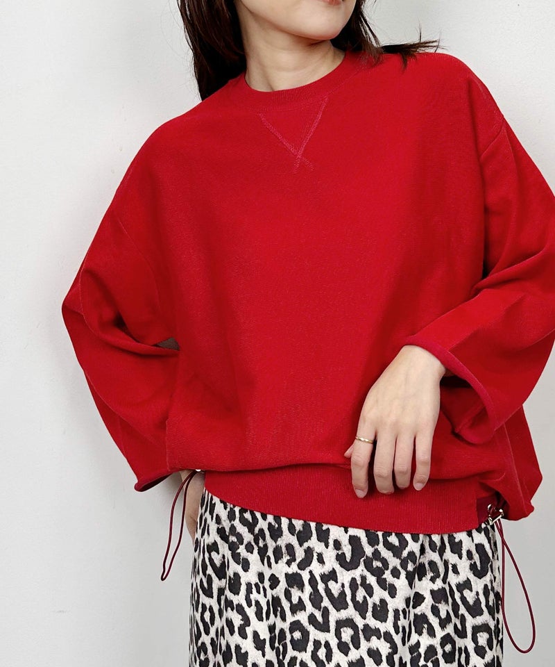 model：H164　着用サイズ：M　レッド　ドロスト絞った状態