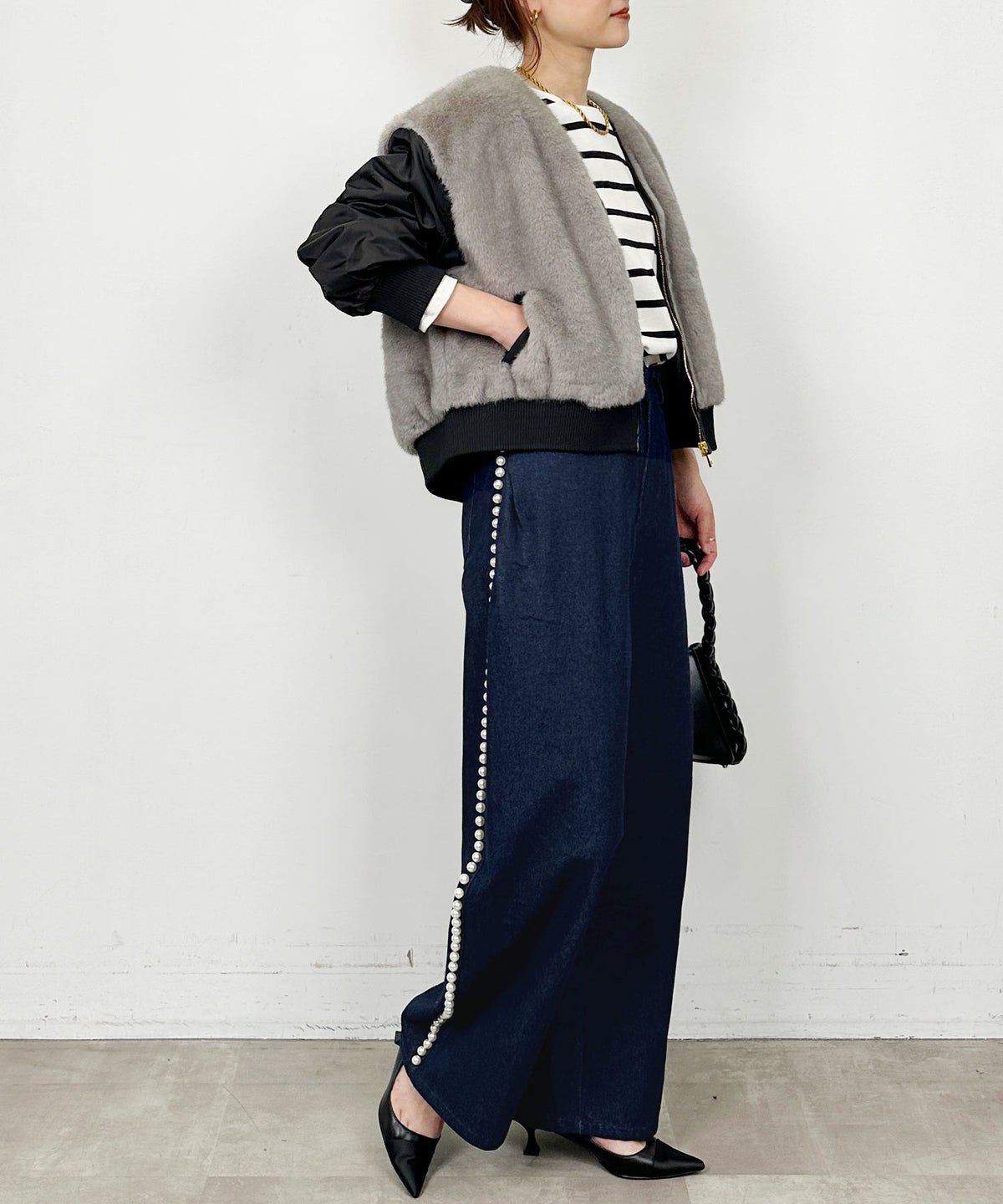 model：H164　着用サイズ：M　グレー