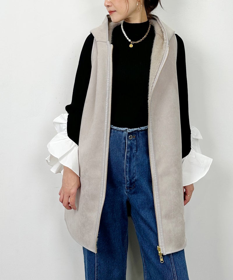 model：H164　着用サイズ：M　アイボリー　スエード調側