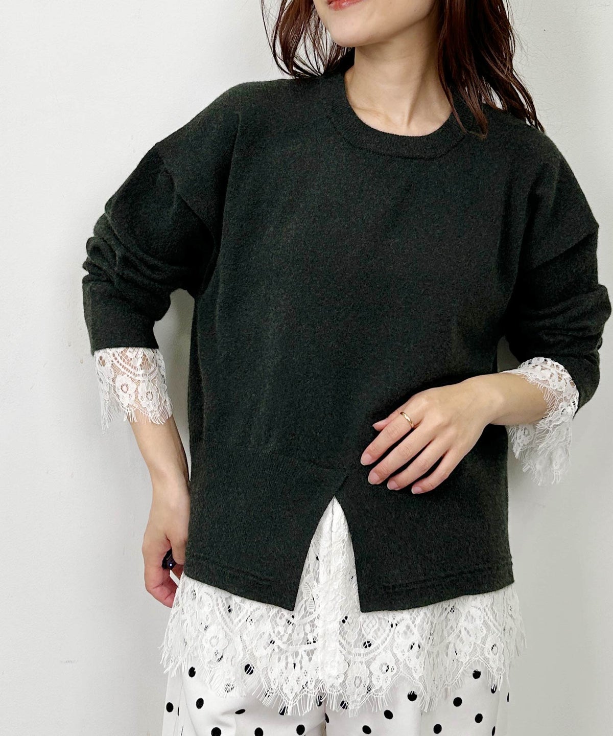 model：H164　着用サイズ：M　チャコールグレー