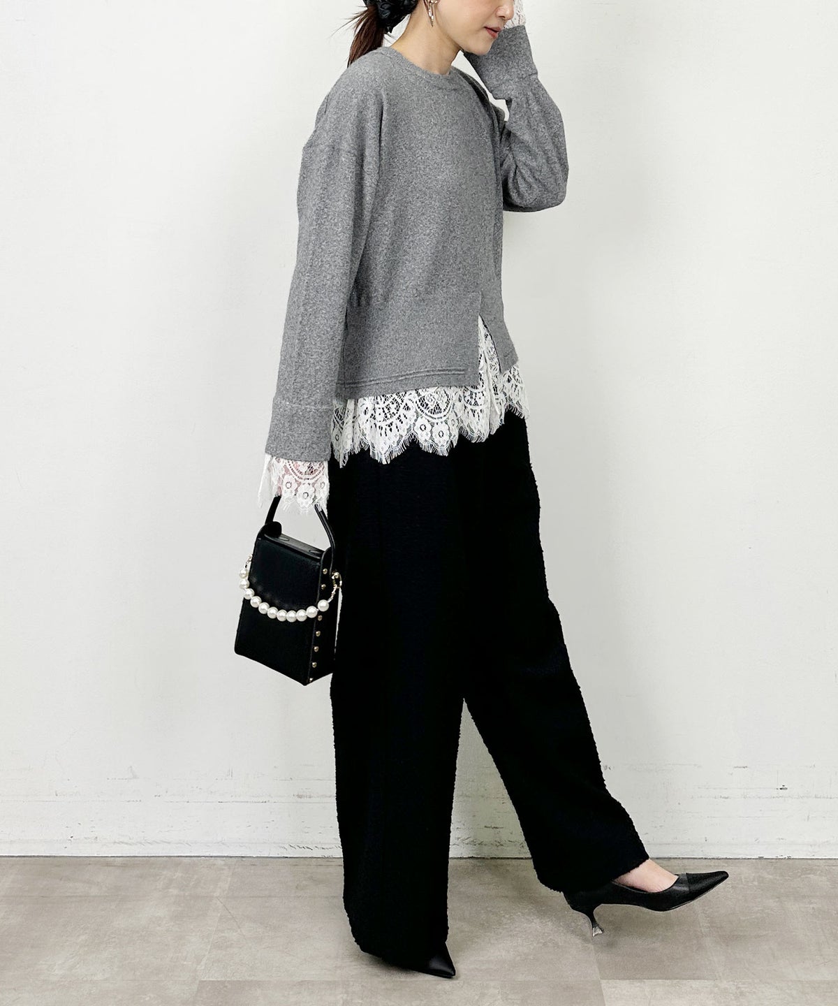 model：H164　着用サイズ：M　ライトグレー