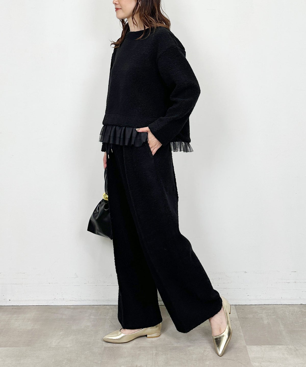 model：H164　着用サイズ：M　ブラック（セットアップ）