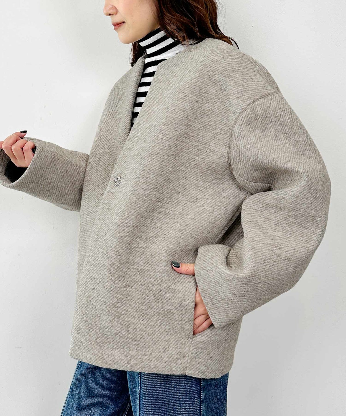 model：H164　着用サイズ：M　ベージュ
