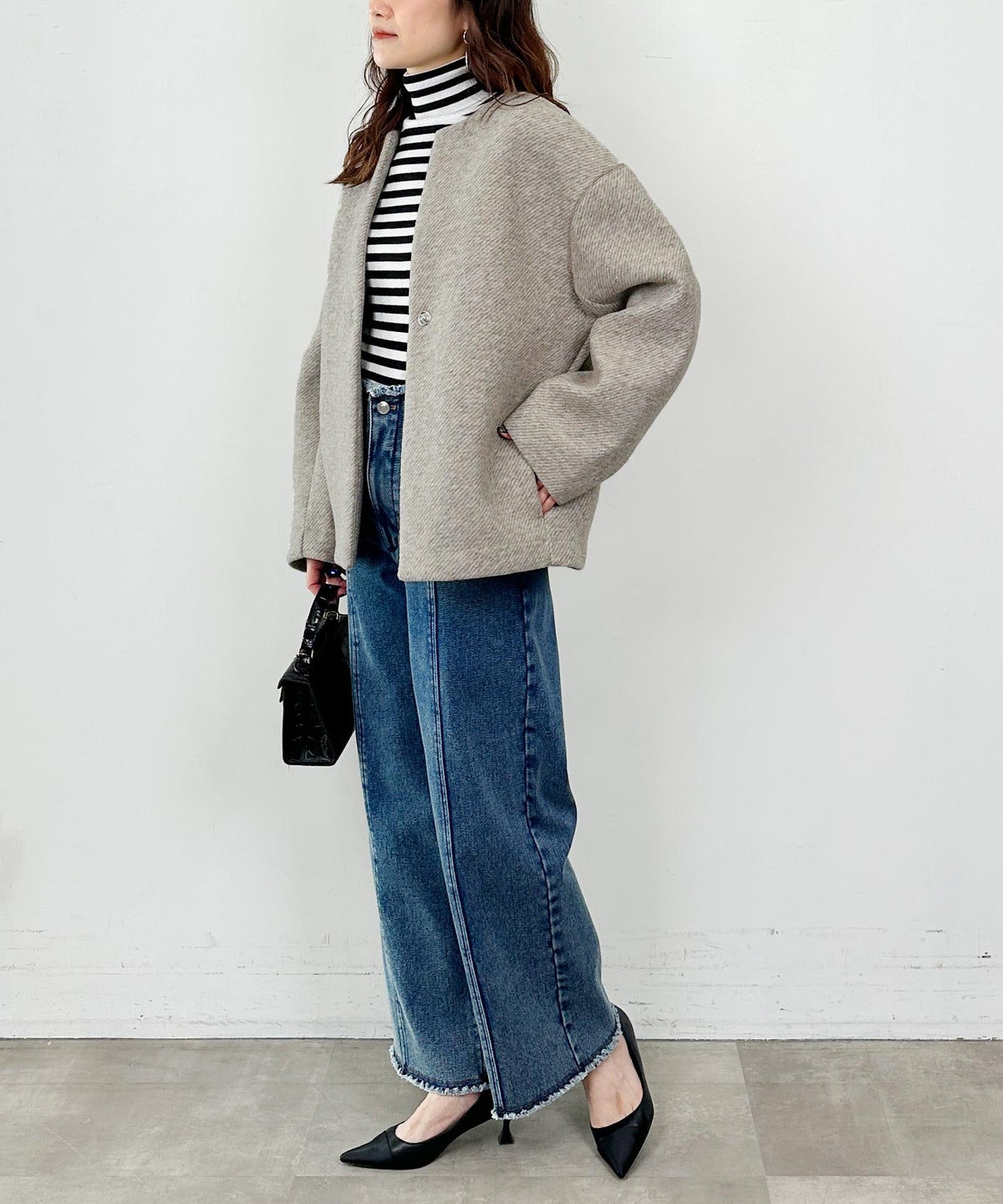 model：H164　着用サイズ：M　ベージュ